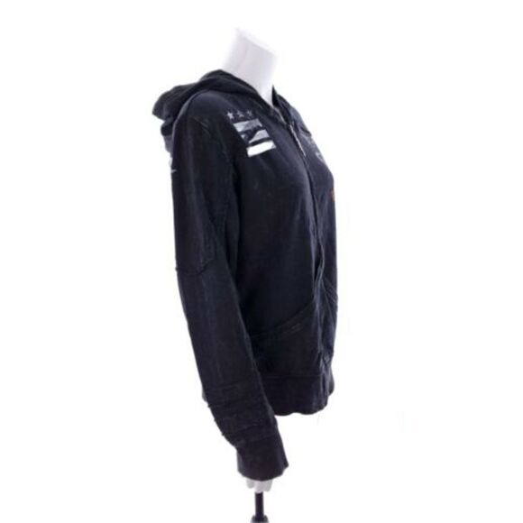 Rebel Spirit Womens Small Distressed Black Gray Full Zip Long Sleeve Jacket - Picture 8 of 11